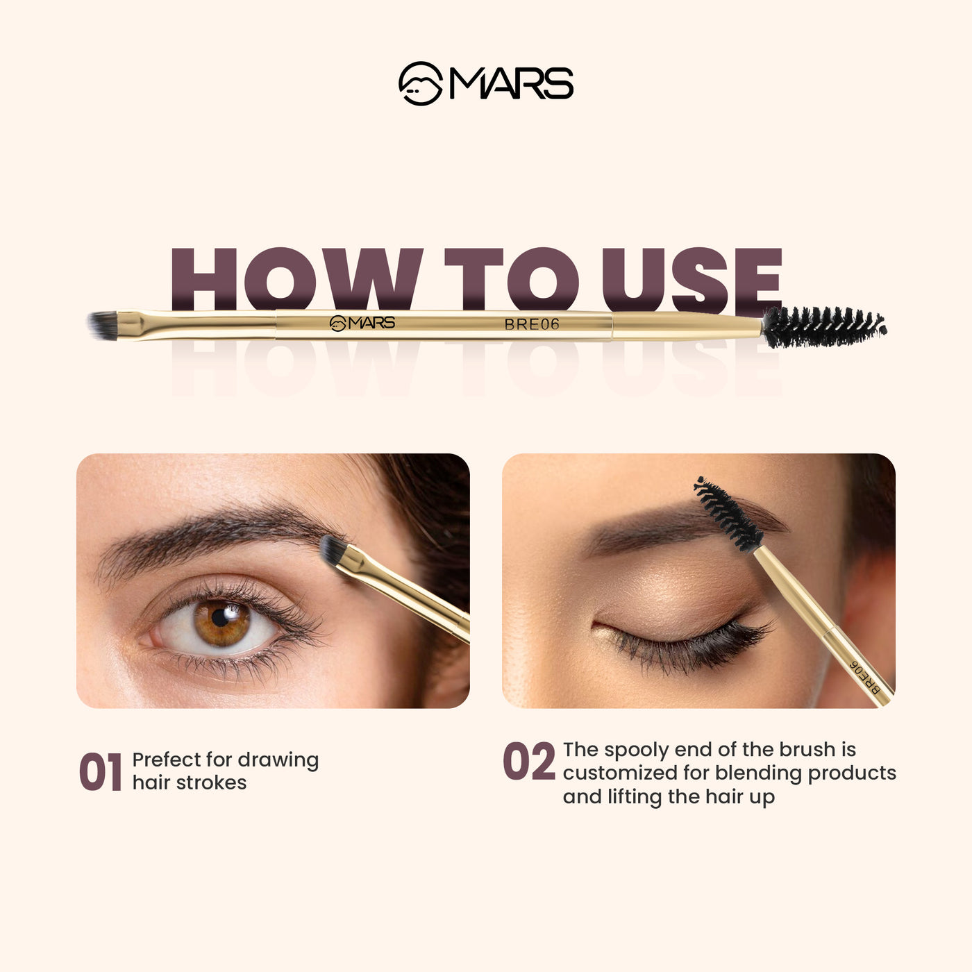 Mars Artist's Arsenal Brush Angled Brush With Spoolie BRE06|MRP 199