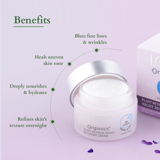 Lotus Organics Plant Retinol Night Recovery Creme|50 gms|MRP 985