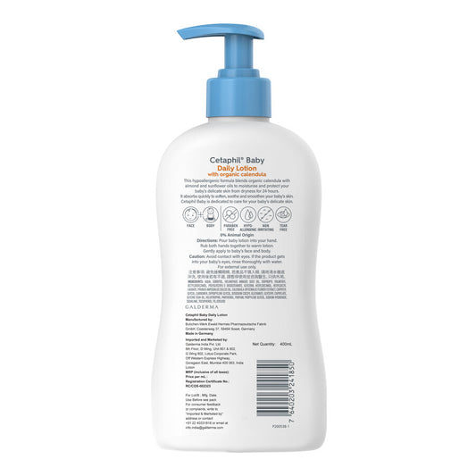 Cetaphil Baby Daily Lotion with Organic Calendula|400ml|MRP 1599