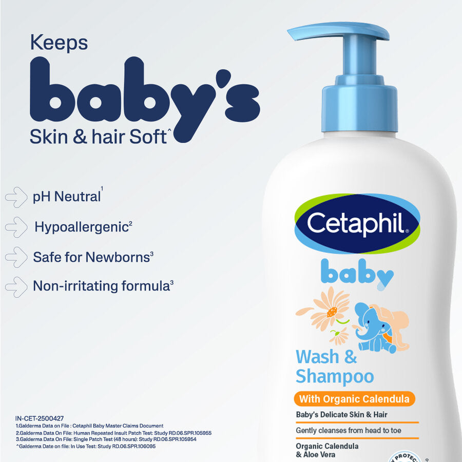 Cetaphil Baby Wash And Shampoo With Calendula|400ml|MRP 1399