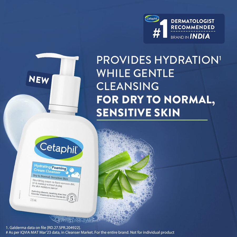 Cetaphil Hydrating Foaming Cream Cleanser|236ml|MRP 1050