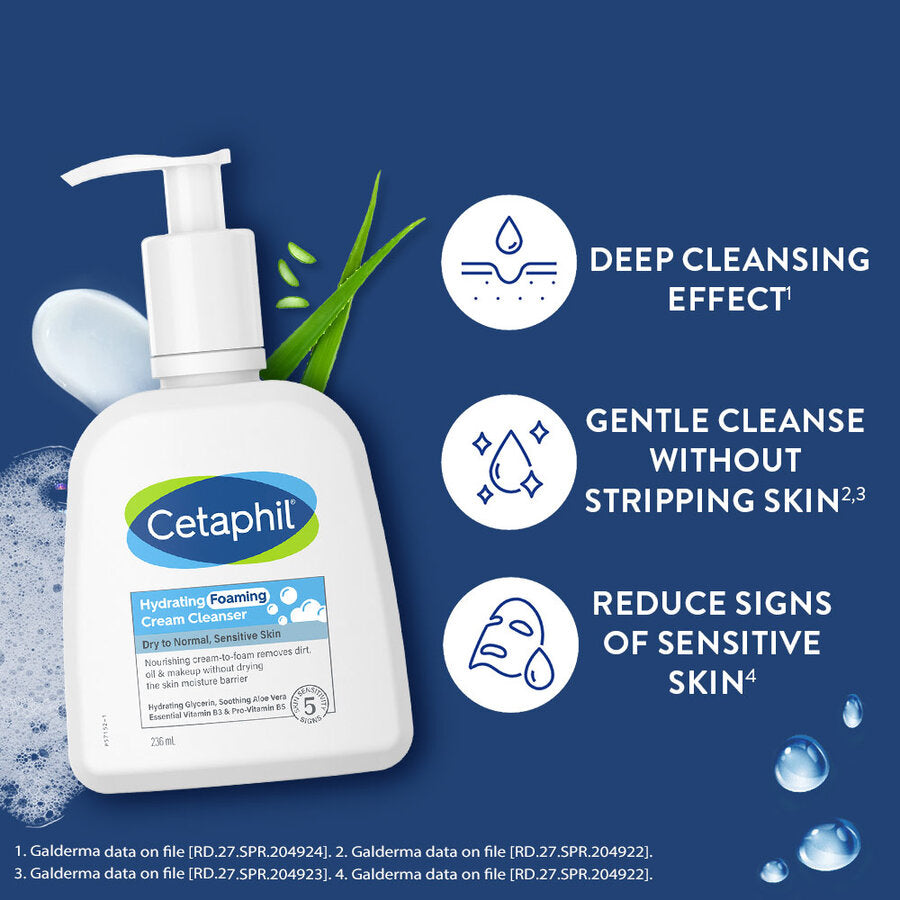 Cetaphil Hydrating Foaming Cream Cleanser|236ml|MRP 1050
