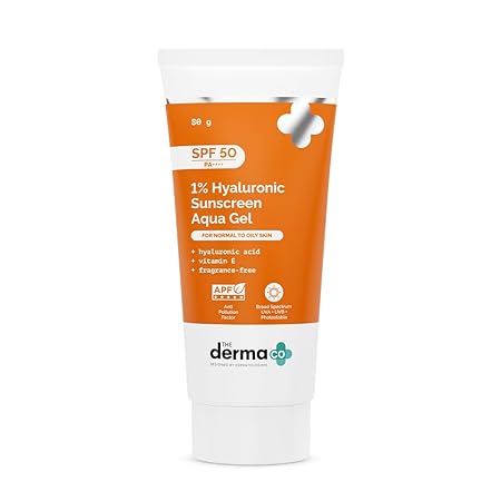 Derma Co.1% Hyaluronic Sunscreen Aqua Gel SPF 50|80gms|MRP 649