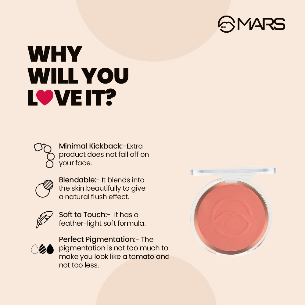 Mars Face Blusher | Flush of Love 1|8 gms|MRP 299