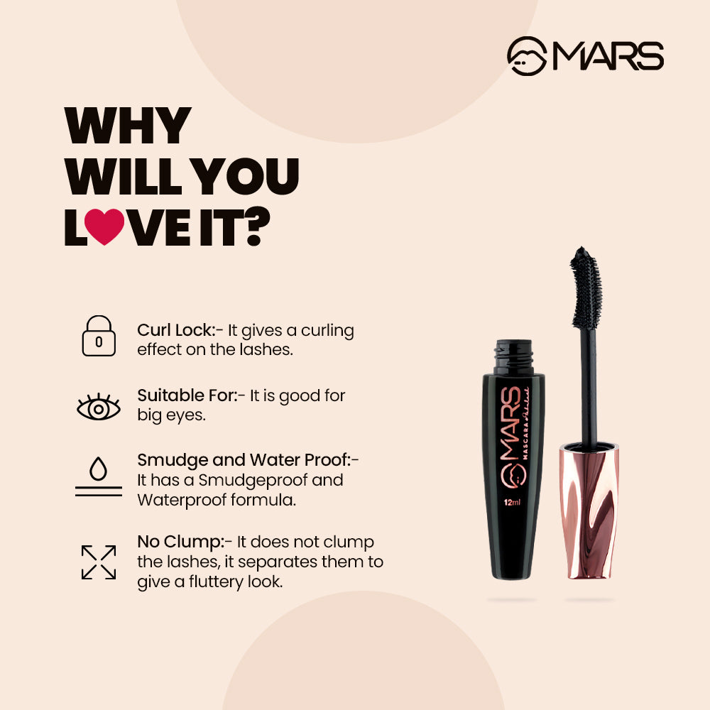 Mars Smudge & Water Proof Mascara | Fabulash Mascara|12 ml|MRP 249