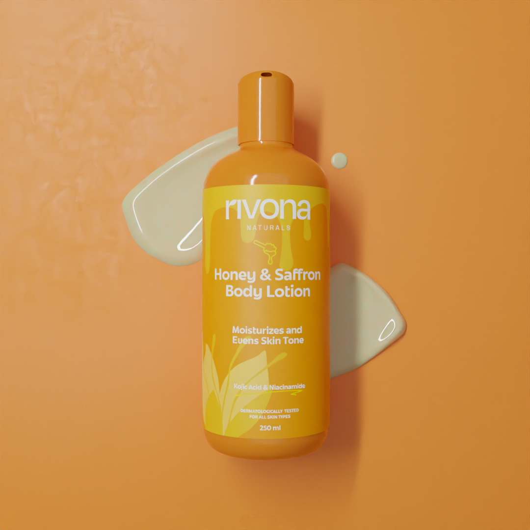 Rivona Honey Saffron Body Lotion, brightening body care, nourishing skin lotion