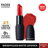 Faces Canada Weightless Matte Finish Lipstick � Bombshell Red 09|4.5 gms|MRP 325