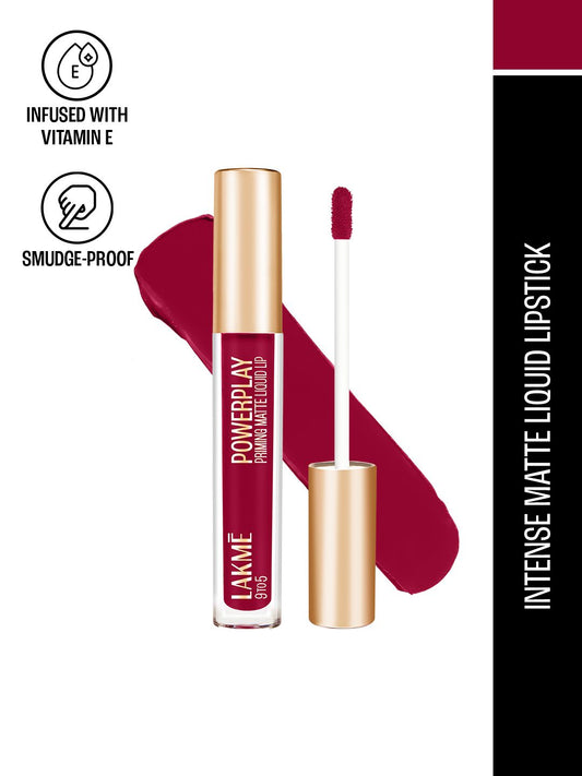 Lakme Powerplay Priming Matte Liquid Lipstick ï¿½ MM3 Crisp Wine|4.2 ml|MRP 499