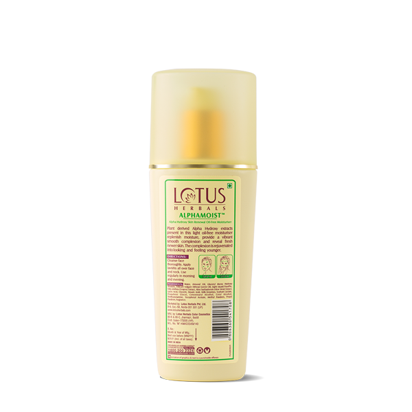 Lotus Herbals Alphamoist Skin Renewal Moisturiser, oil-free moisturiser, lightweight texture