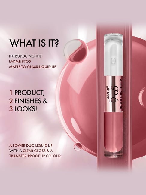 Lakme 9 to 5 Matte to Glass 2-in-1 Liquid Lipstick ï¿½  Bold In Red|7.6 ml|MRP 650