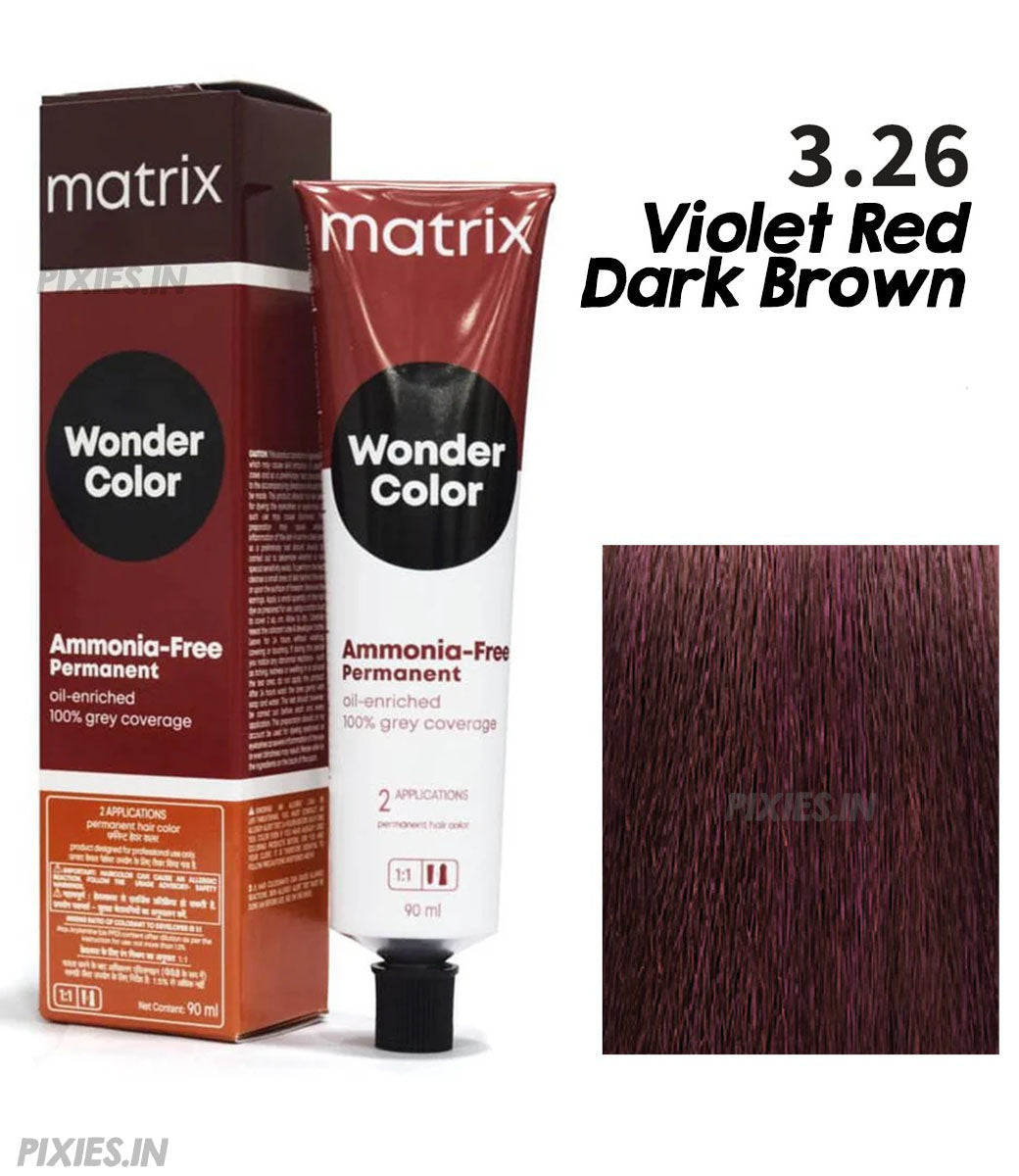 Matrix Wonder Color Ammonia Free 3.26 (Violet Red Dark Brown)|90 ml|MRP 415