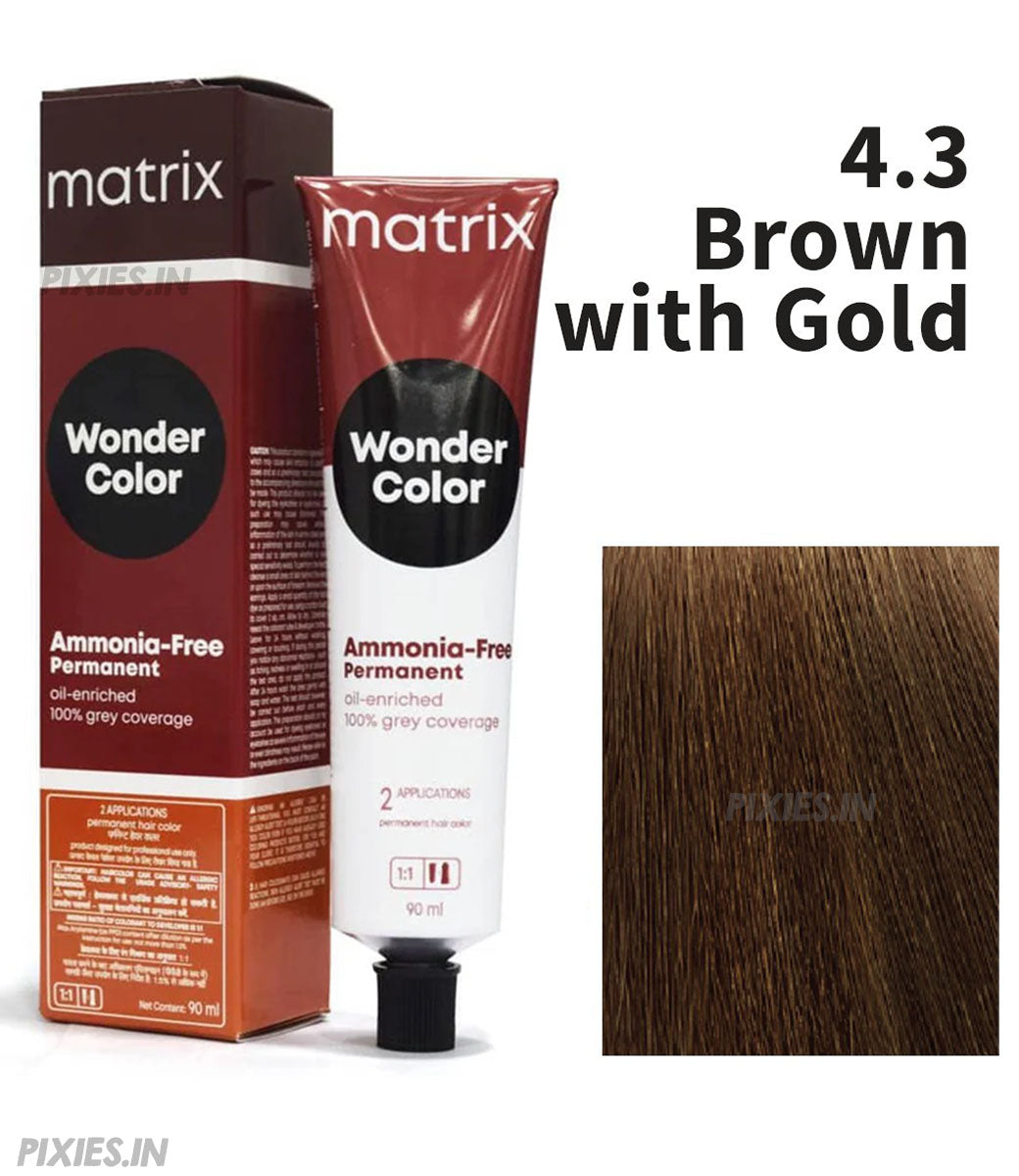 Matrix Wonder Color Ammonia Free 4.3 (Brown with Gold)|90 ml|MRP 360