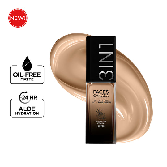 Faces Canada 3in1 All Day Hydra Matte Foundation  - Medium Natural 022|30 ml|MRP 599