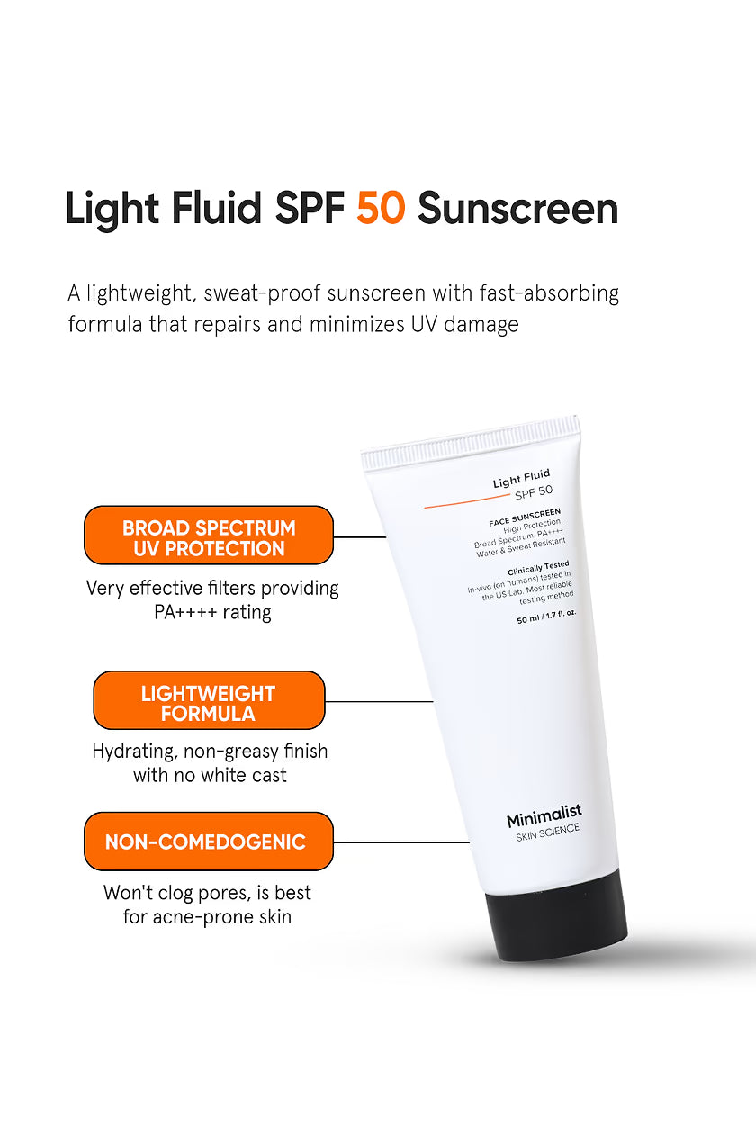Minimalist Light Fluid SPF 50 Face Sunscreen PA++++|50ml|MRP 499