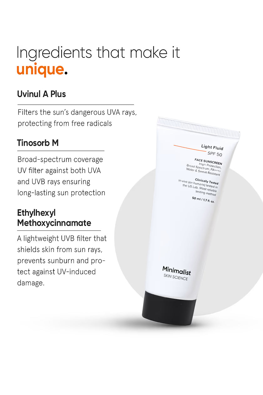 Minimalist Light Fluid SPF 50 Face Sunscreen PA++++|50ml|MRP 499