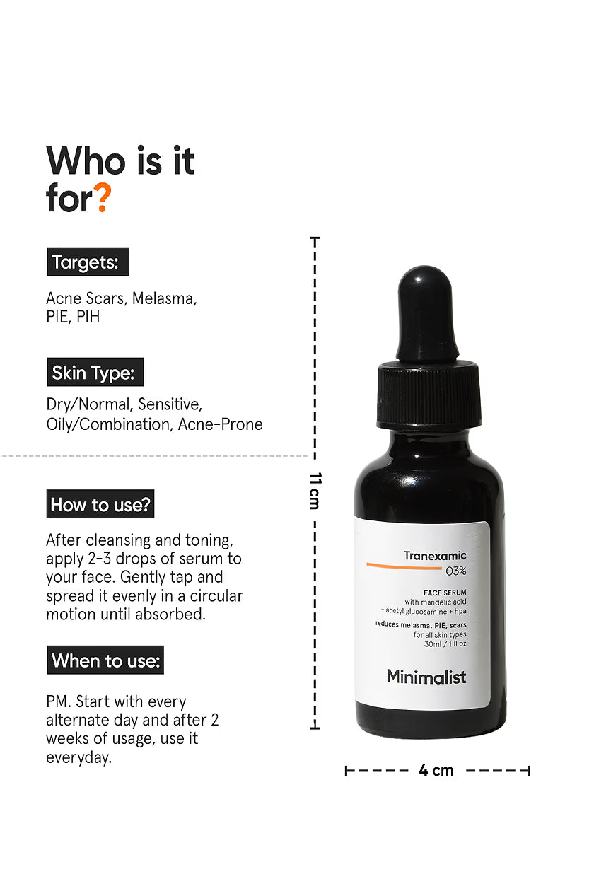 Minimalist Tranexamic 3% Face Serum|30ml|MRP 649