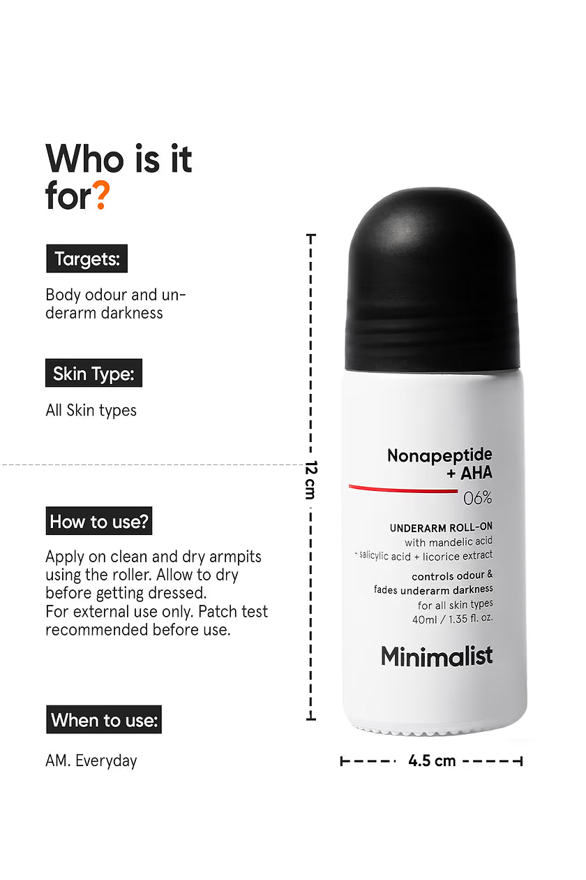Minimalist  Underarm Roll-On with Nonapeptide + AHA 06%|40ml|MRP 399