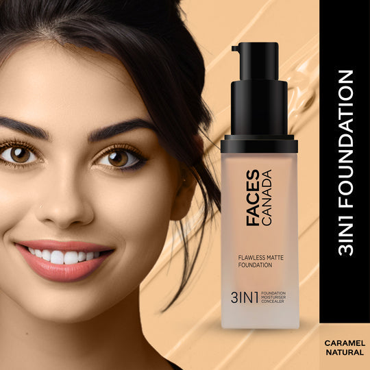 Faces Canada Flawless Matte Foundation - Caramel Natural 023|30 ml|MRP 999