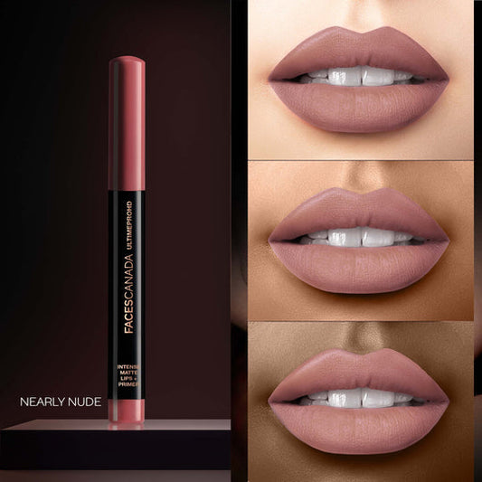 Faces Canada Ultime Pro HD Intense Matte Lips + Primer - Nearly Nude 08|1.4 gms|MRP 849