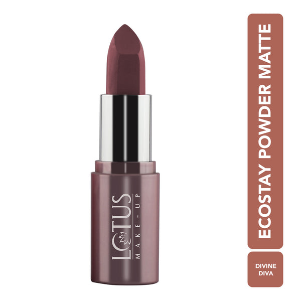 Lotus Make Up Ecostay Powder Matte Lipstick - PM08 Divine Diva|4.2 gms|MRP 595