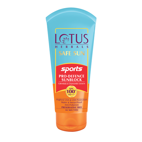 Lotus Herbals Safe Sun Sports Pro-Defence Sunblock, sunscreen, SPF 100+, sweat-resistant finish