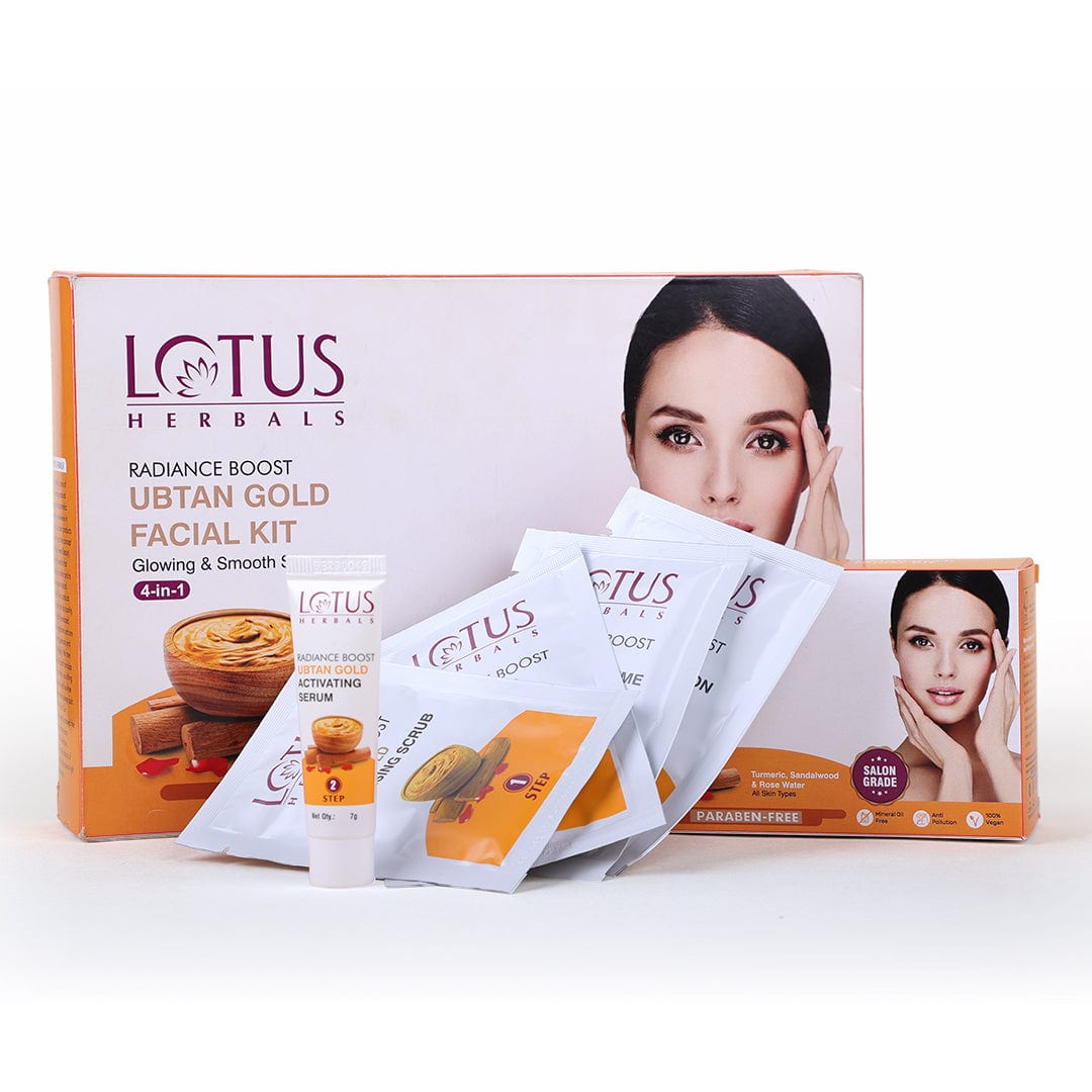Lotus Herbals Radiance Boost Ubtan Gold Facial Kit, facial kit, ubtan-based products