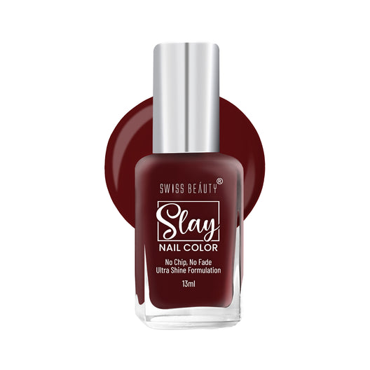 Swiss Beauty Slay Nail Colour 34 Maroon Bloom|25 ml|MRP 129