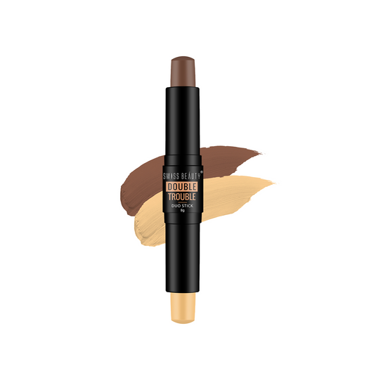 Swiss Beauty Double Trouble Duo Highlighter & Contour Stick 03 Caramel Focus|8 gms|MRP 429