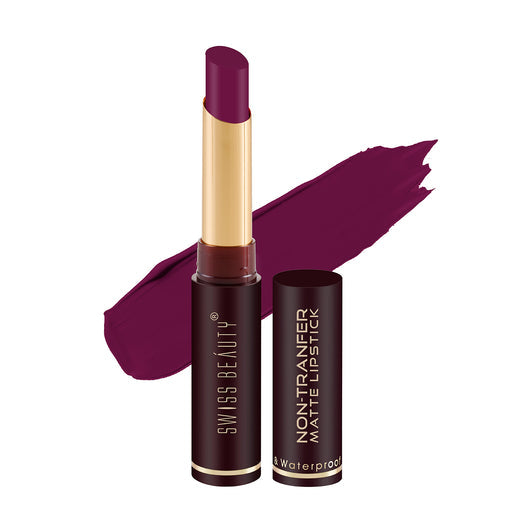 Swiss Beauty Non-transfer Matte Lipstick 06 Plum House|2 gms|MRP 329