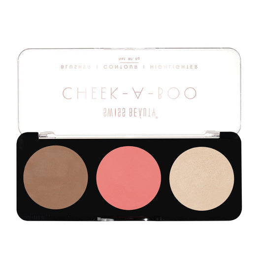 Swiss Beauty Cheek-A-Boo 3-in-1 Face Palette with Blusher , Contour and Highlighter 02|8 gms|MRP 349