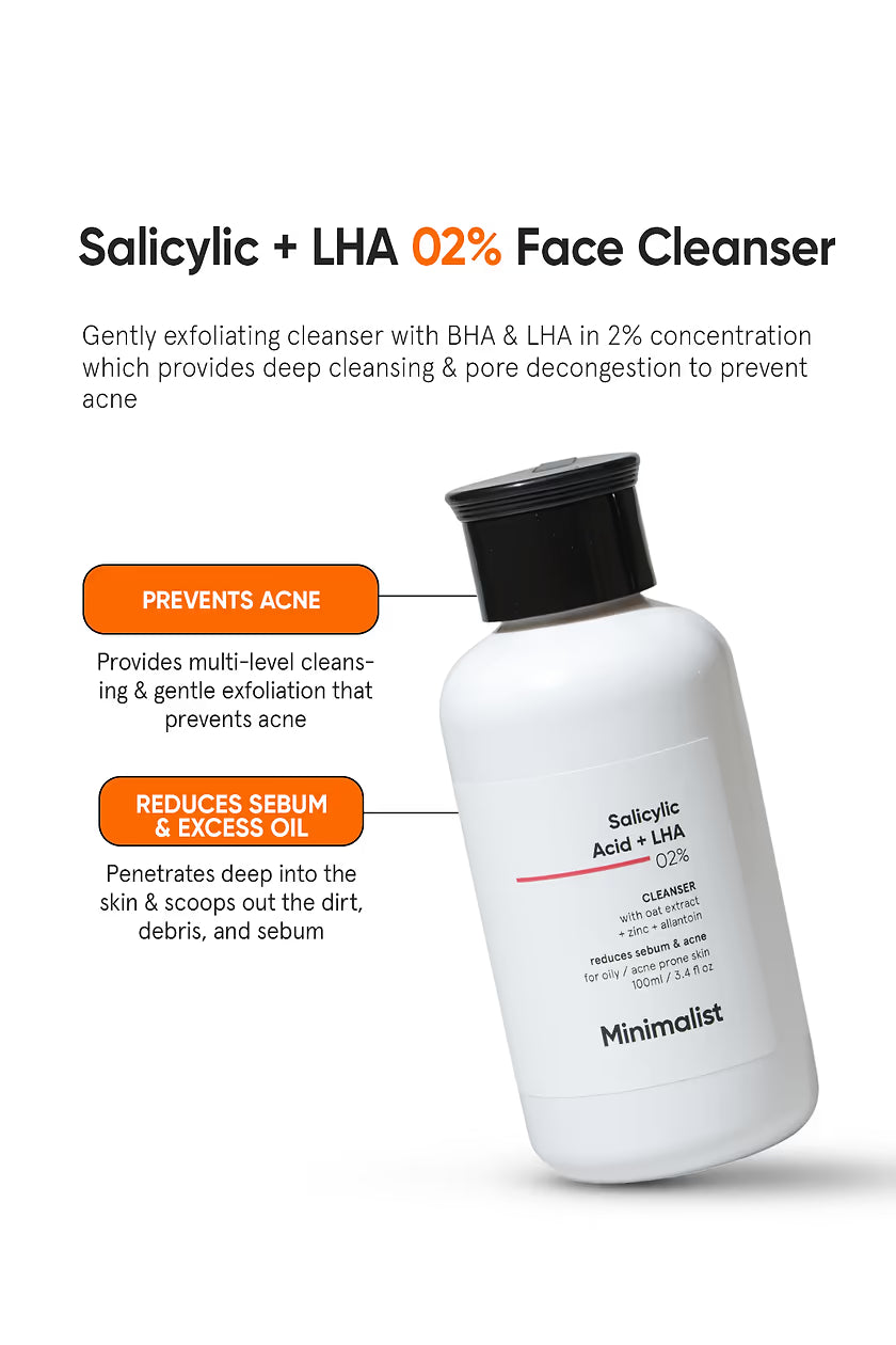 MINIMALIST- Salicylic Acid + LHA 2% Cleanser - 100 ml
