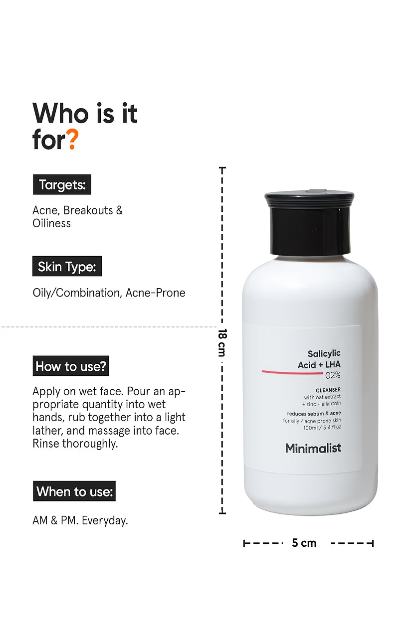 MINIMALIST- Salicylic Acid + LHA 2% Cleanser - 100 ml