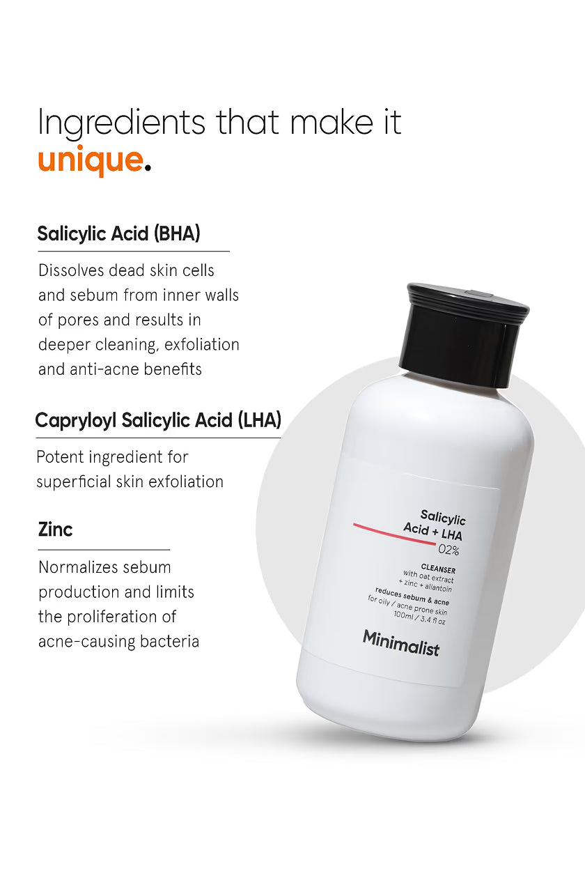 MINIMALIST- Salicylic Acid + LHA 2% Cleanser - 100 ml