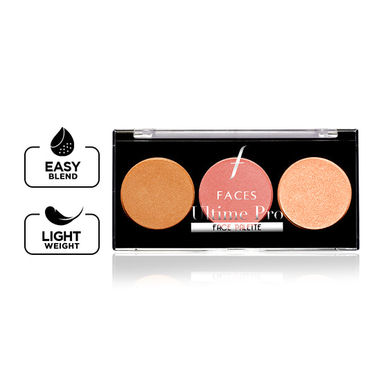 Faces Canada Ultime Pro Face Palette 3 In 1 - Glow 02|12 gms|MRP 899