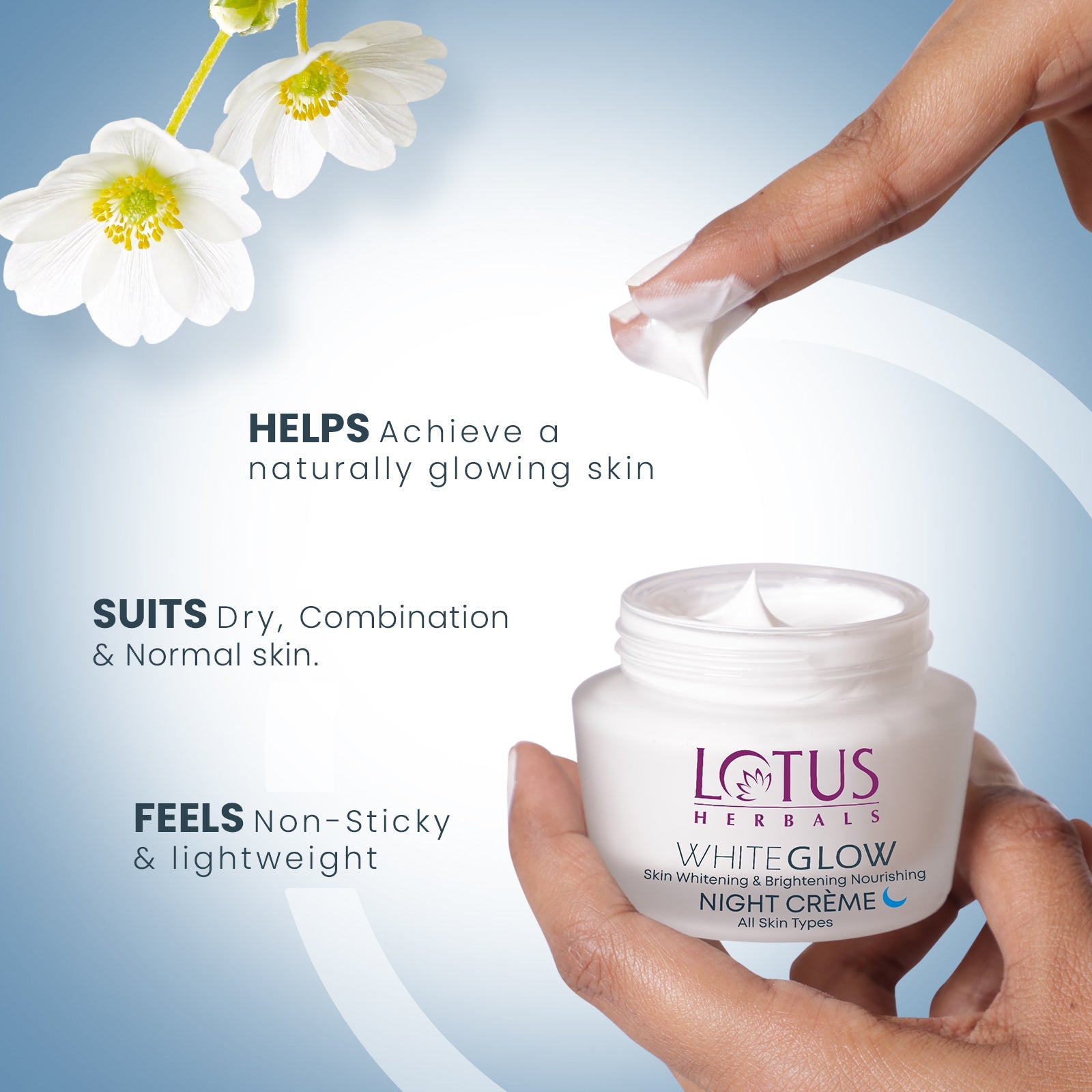 Lotus Herbals WhiteGlow Skin Brightening & Nourishing Night Cream, night cream, creamy texture