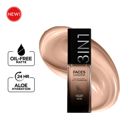 Faces Canada 3in1 All Day Hydra Matte Foundation  - Warm Natural 021|30 ml|MRP 599