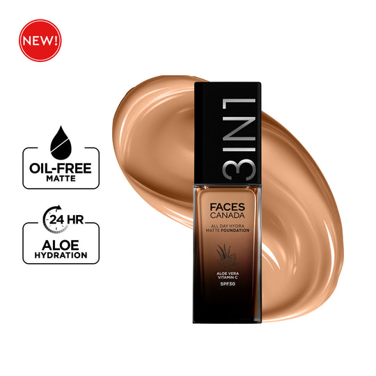 Faces Canada 3in1 All Day Hydra Matte Foundation  - Warm Sand 042|30 ml|MRP 599
