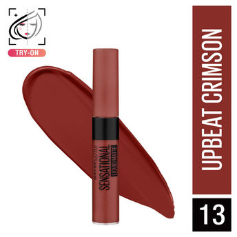 Maybelline New York Sensational Liquid Matte Lipstick � 13 Upbeat Crimson|7 ml|MRP 429