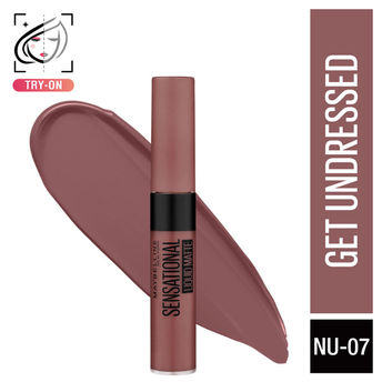 Maybelline New York Sensational Liquid Matte Lipstick � Nu07 Get Undressed|7 ml|MRP 429