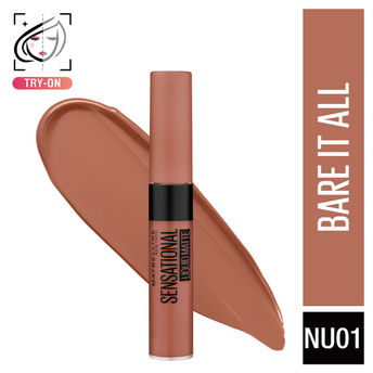 Maybelline New York Sensational Liquid Matte Lipstick � Nu01 Bare It All|7 ml|MRP 429