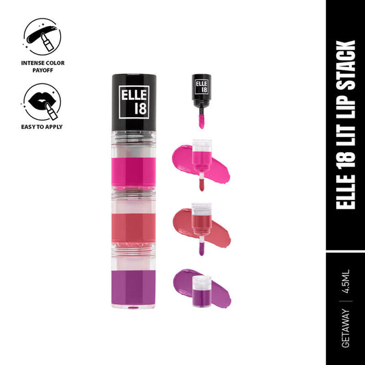 Elle 18 Lit Lip Stack 3-in-1 Liquid Lipstick ï¿½ Getaway|4.5 ml|MRP 275