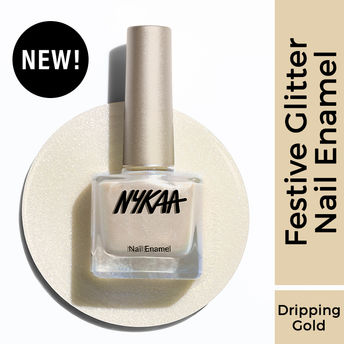 Nykaa Glitter Nail Enamel - Dripping Gold 461|9 ml|MRP 249
