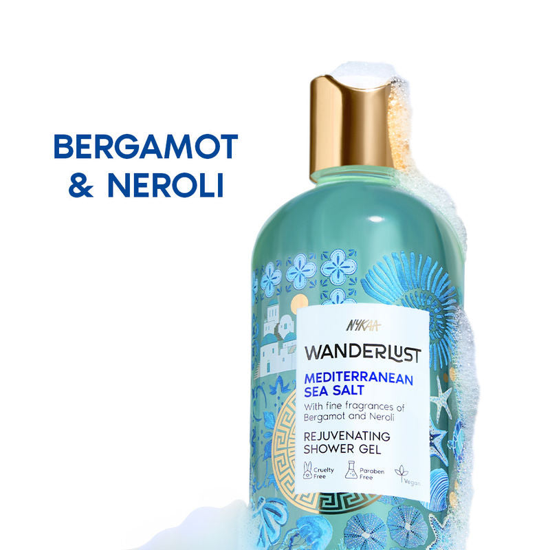 Nykaa Wanderlust Mediterranean Sea Salt Fresh Perfume Body Wash with Bergamot & Neroli for Hydrated Skin|250 ml|MRP 399