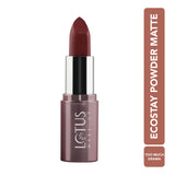 Lotus Make Up Ecostay Powder Matte Lipstick - PM02 Too Much DraMa|4.2 gms|MRP 595