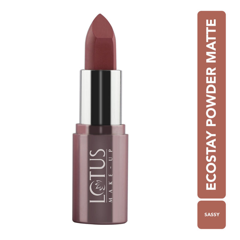 Lotus Make Up Ecostay Powder Matte Lipstick - PM05 Sassy|4.2 gms|MRP 595