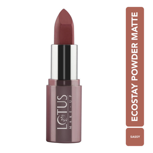 Lotus Make Up Ecostay Powder Matte Lipstick - PM05 Sassy|4.2 gms|MRP 595
