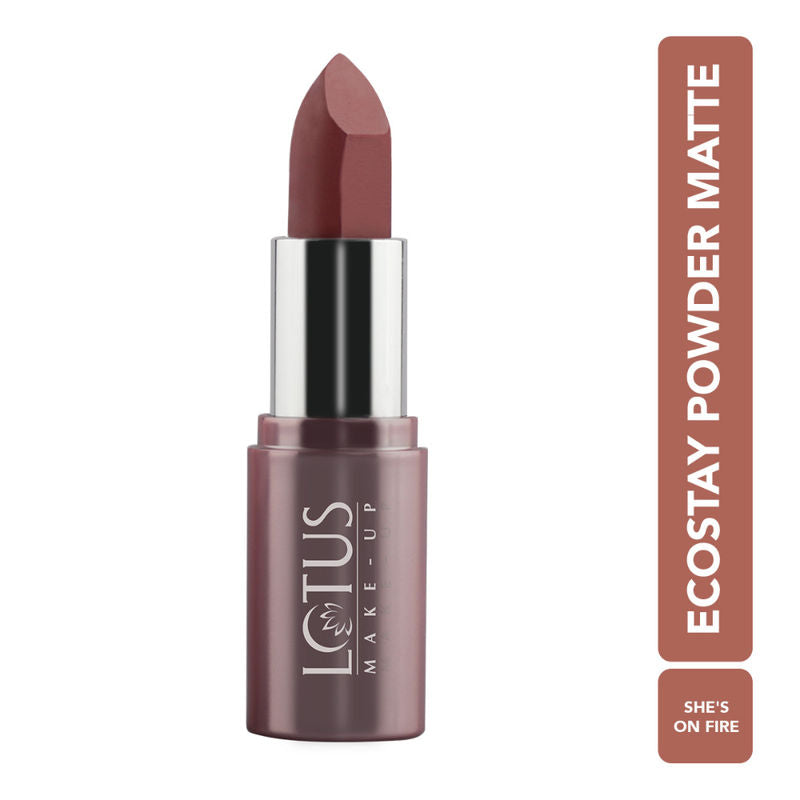Lotus Make Up Ecostay Powder Matte Lipstick - PM09 She's On Fire|4.2 gms|MRP 595