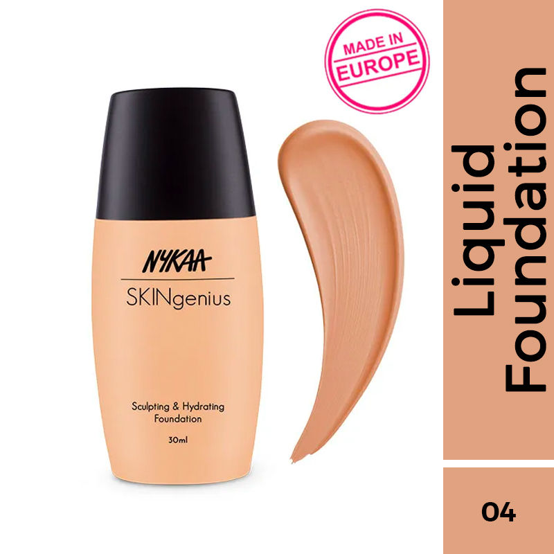 Nykaa SKINgenius Sculpting & Hydrating Dewy Foundation For Dry Skin - True Tan- 04|30 ml|MRP 649