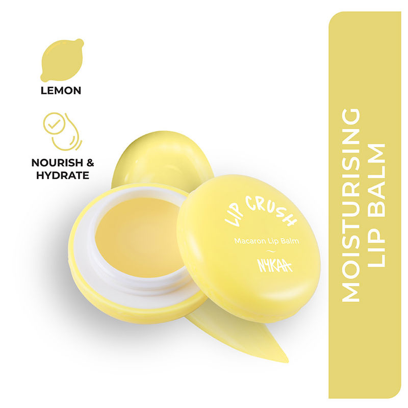 Nykaa Moisturising Macaron Lip Balm With Shea Butter, Almond Oil & Vitamin E - Lemon|8 gms|MRP 299