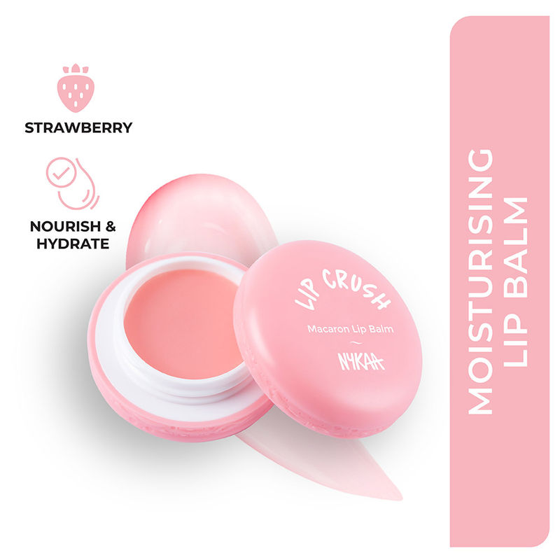 Nykaa Moisturising Macaron Lip Balm With Shea Butter, Almond Oil & Vitamin E - Strawberry|8 gms|MRP 299